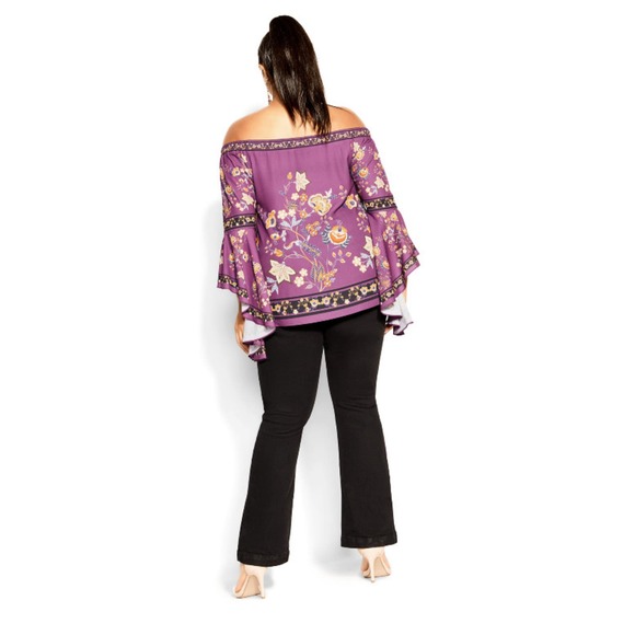 City Chic Cordelia Top in Purple Size XL/22 - Picture 2 of 7